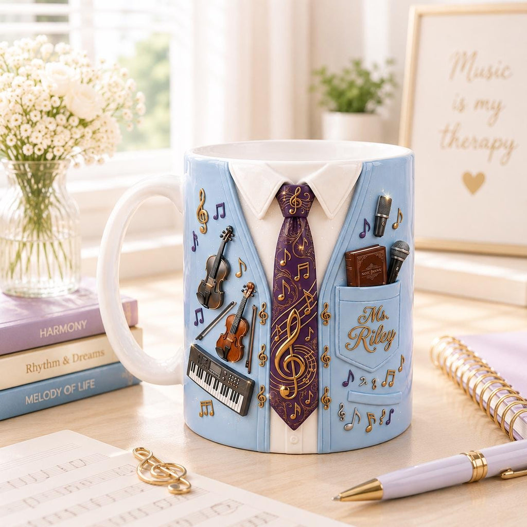 Personalized Music Teacher Mug, Choir Director Coffee Cup Gift, Custom Music Teacher Appreciation Mug, Band Teacher Gift