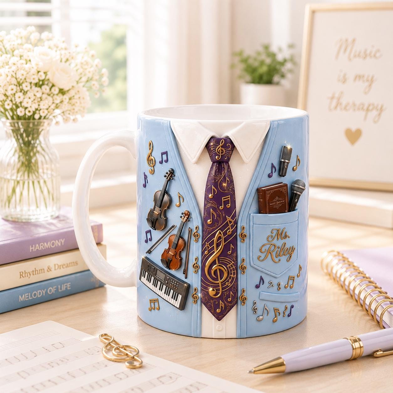 Personalized Music Teacher Mug, Choir Director Coffee Cup Gift, Custom Music Teacher Appreciation Mug, Band Teacher Gift
