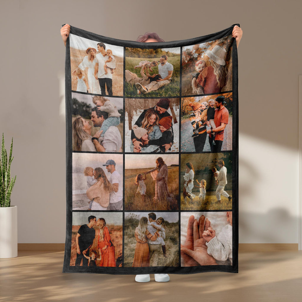 Custom Photo Blanket Collage, Picture Blanket With Text, Memorial Blanket, Birthday Anniversary Gift, Friend Couples Gift, in Loving Memory