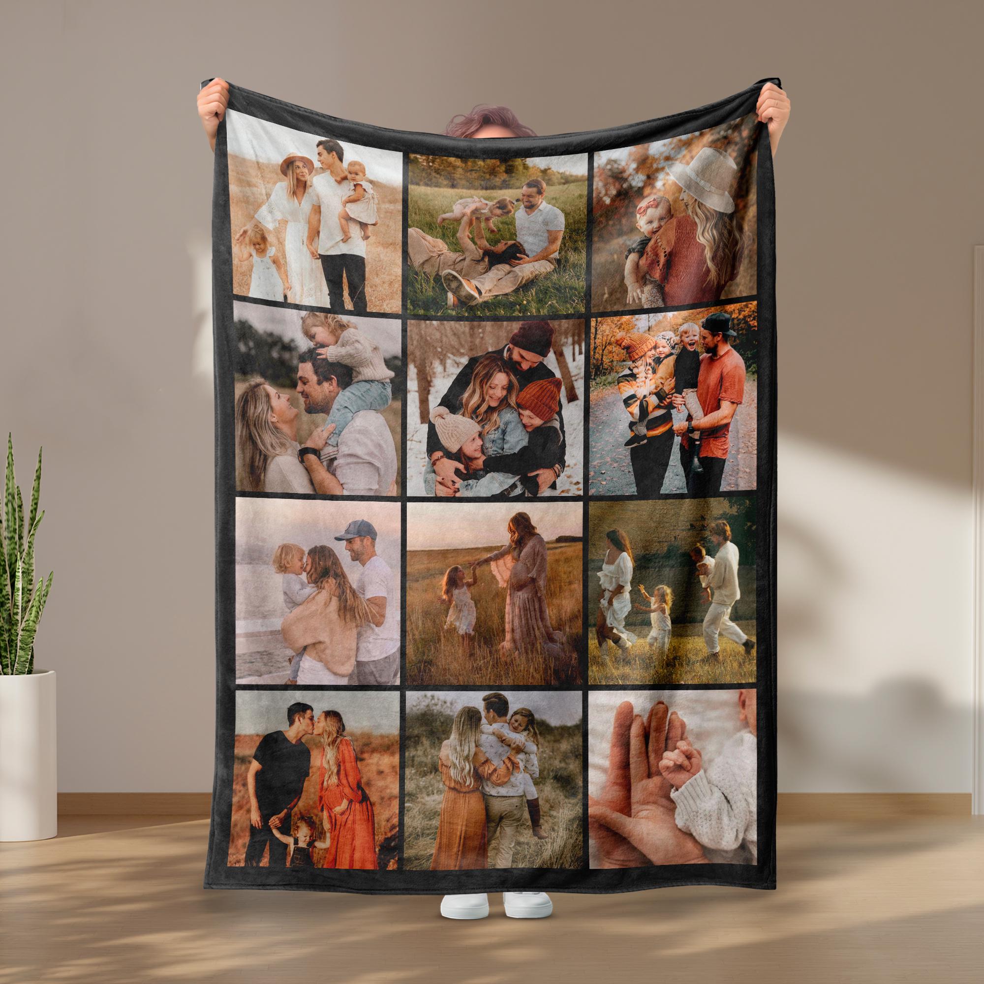 Custom Photo Blanket Collage, Picture Blanket With Text, Memorial Blanket, Birthday Anniversary Gift, Friend Couples Gift, in Loving Memory
