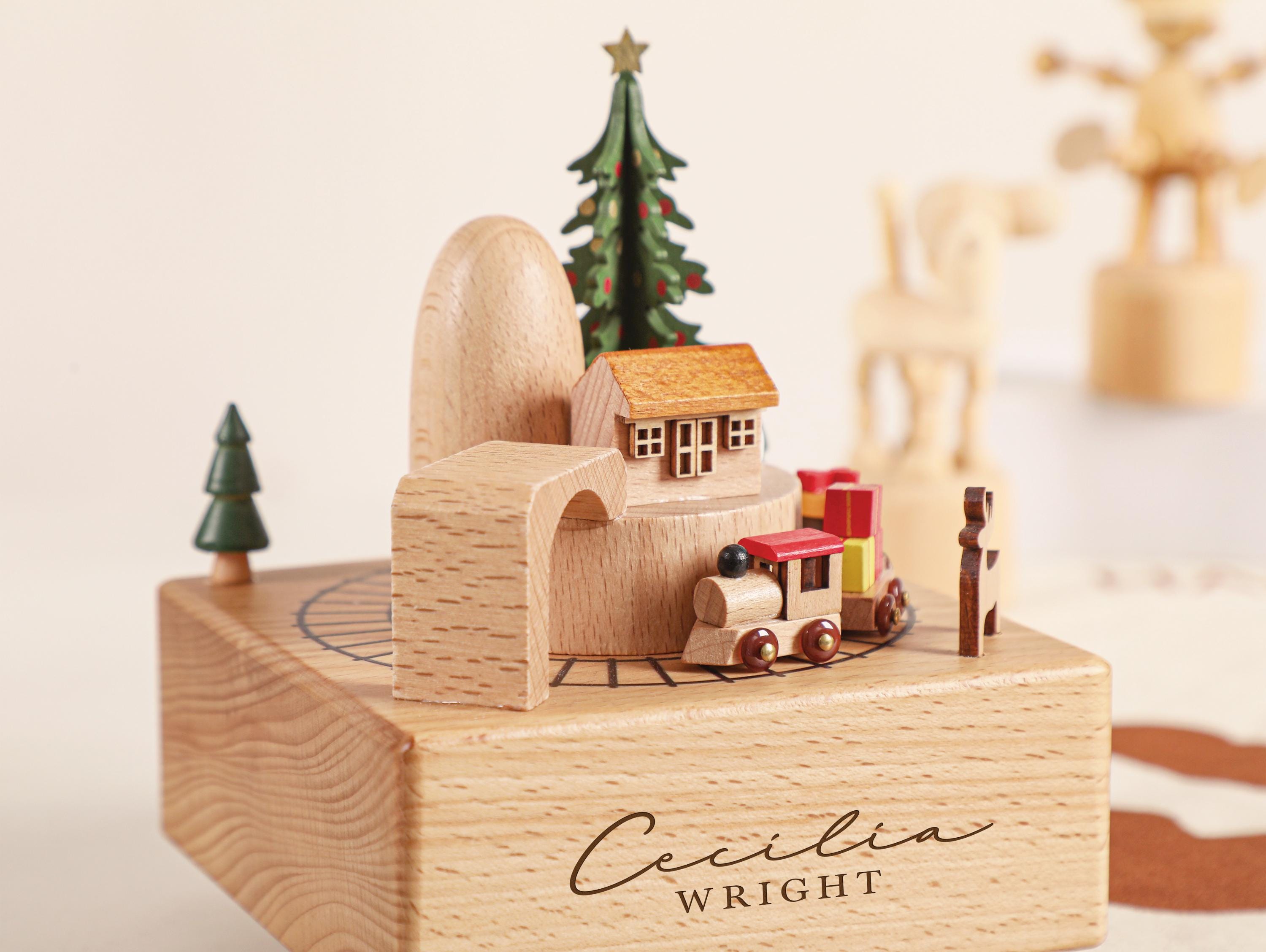Christmas Music Box, Personalised Wooden Music Box, Custom Wooden Handmade Music Box, Engraved Baby Name Music Box, Baby Shower Gift