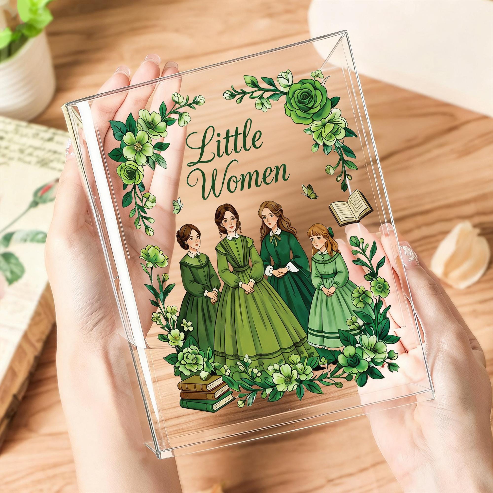 Little Women Book Vase, Classic Literature Acrylic Flower Vase, Literary Gift for Reader, Book Lover Gift, Louisa May Alcott Bookish Decor