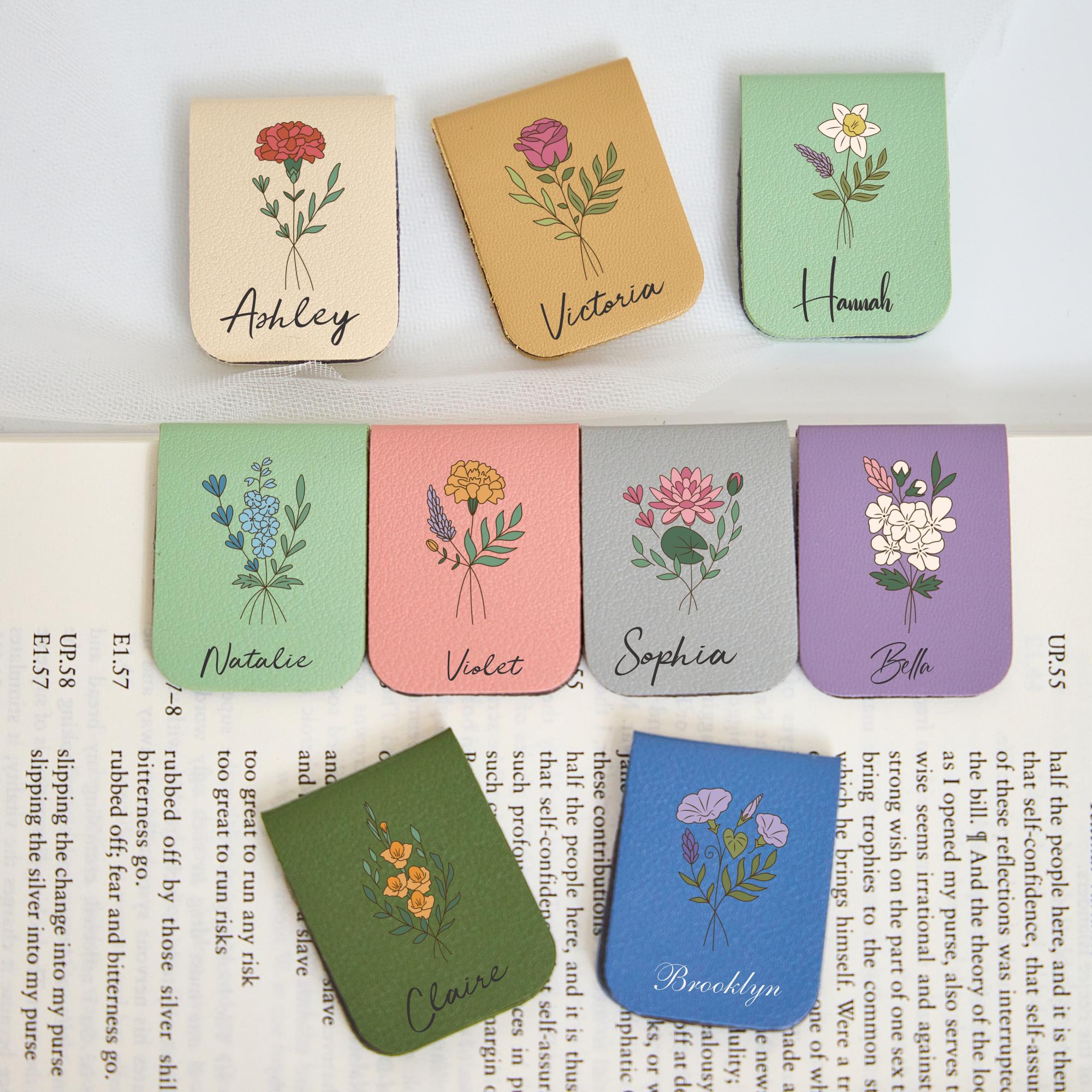 Personalized Leather Bookmark,custom Birth Month Flower With Name for Book Lovers,ideal Bookmark Gifts for Her,bridesmaid Gift,wedding Gift