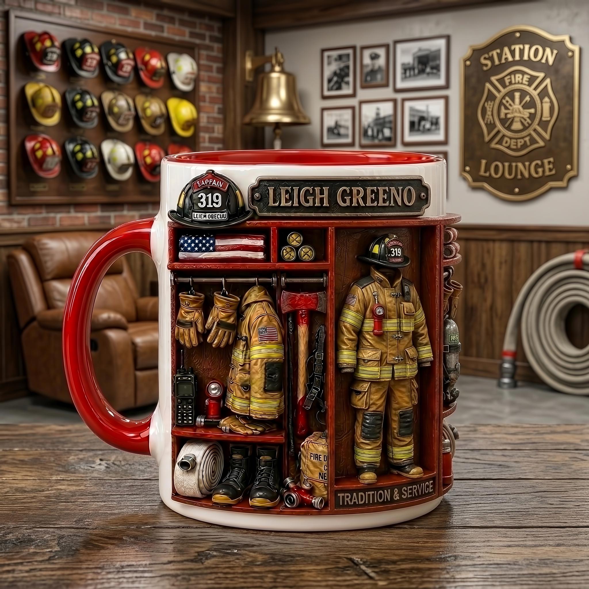 Personalized Firefighter Mug, Fireman Gift, Fire Department Coffee Cup, Custom First Responder Mug, Firefighter Dad Gift