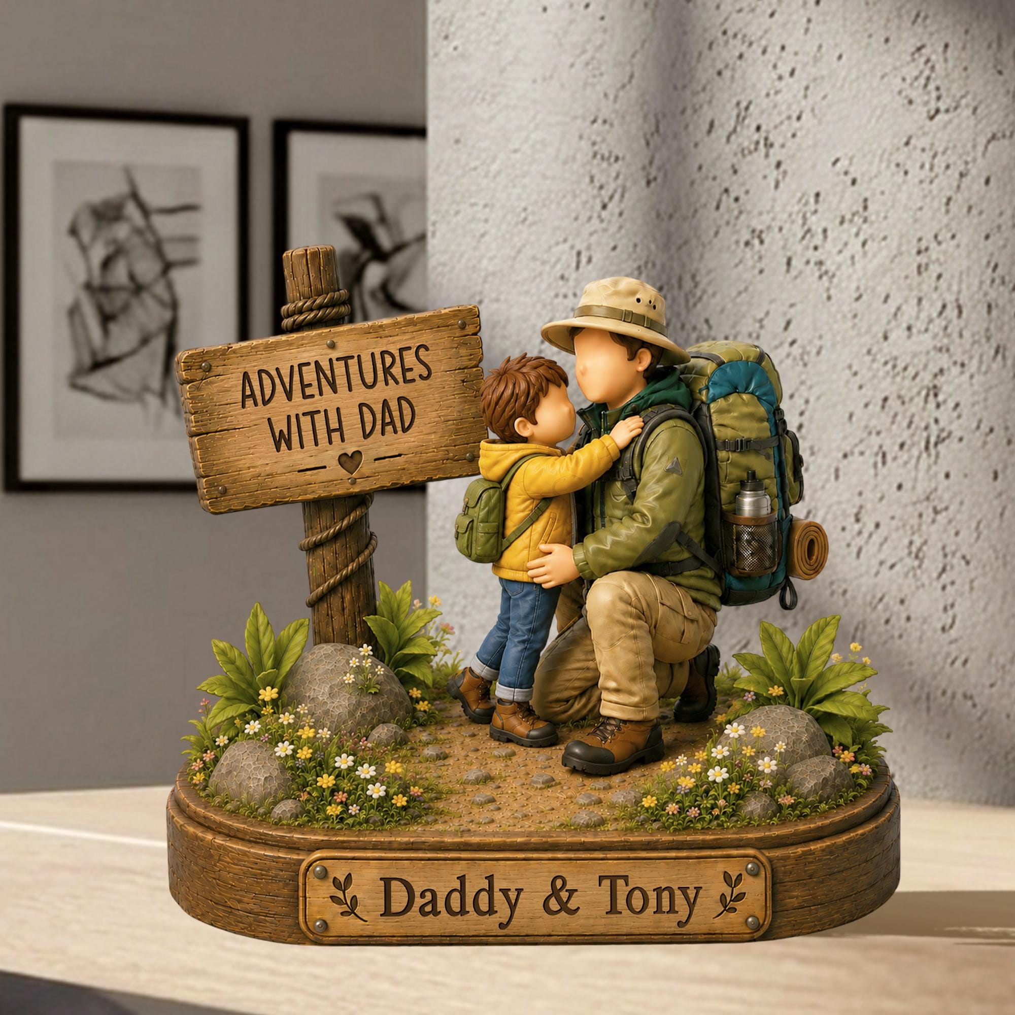 Personalized Dad Wooden Block, Custom Adventures with Dad Gift from Daughter/Son, Father's Day Gift, Outdoor Keepsake Gifts, Home Decor
