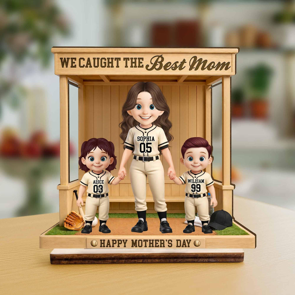 Personalized 3D Wooden Plaque, Custom Sports Mom Gift, Baseball Dugout Diorama, Graduation Gift for Son, Daughter, Basketball Player Gift