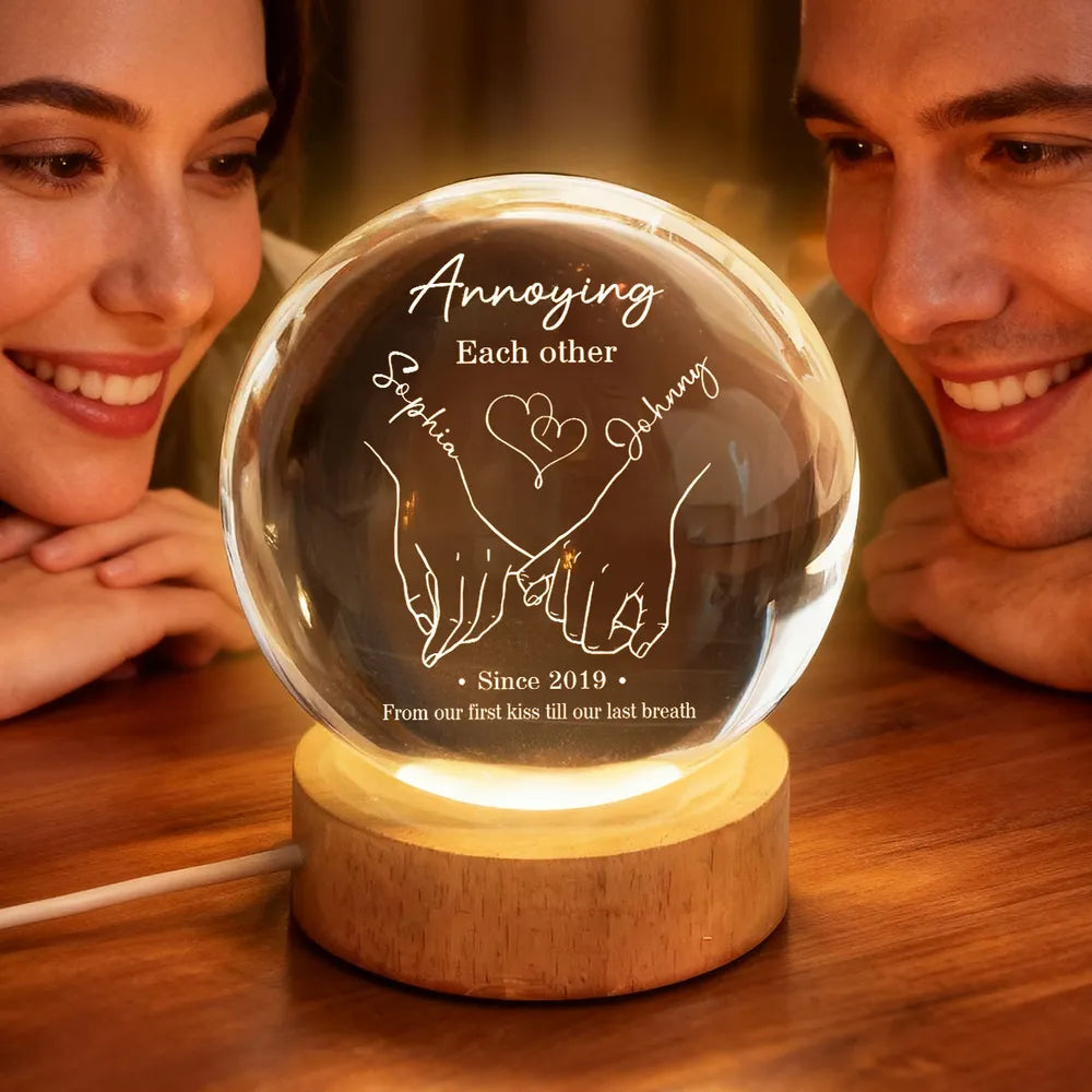 Annoying Each Other and Still Going Strong - Personalized Crystal Ball , Phase Print, Valentines Day Wedding Anniversary Gift For Couple