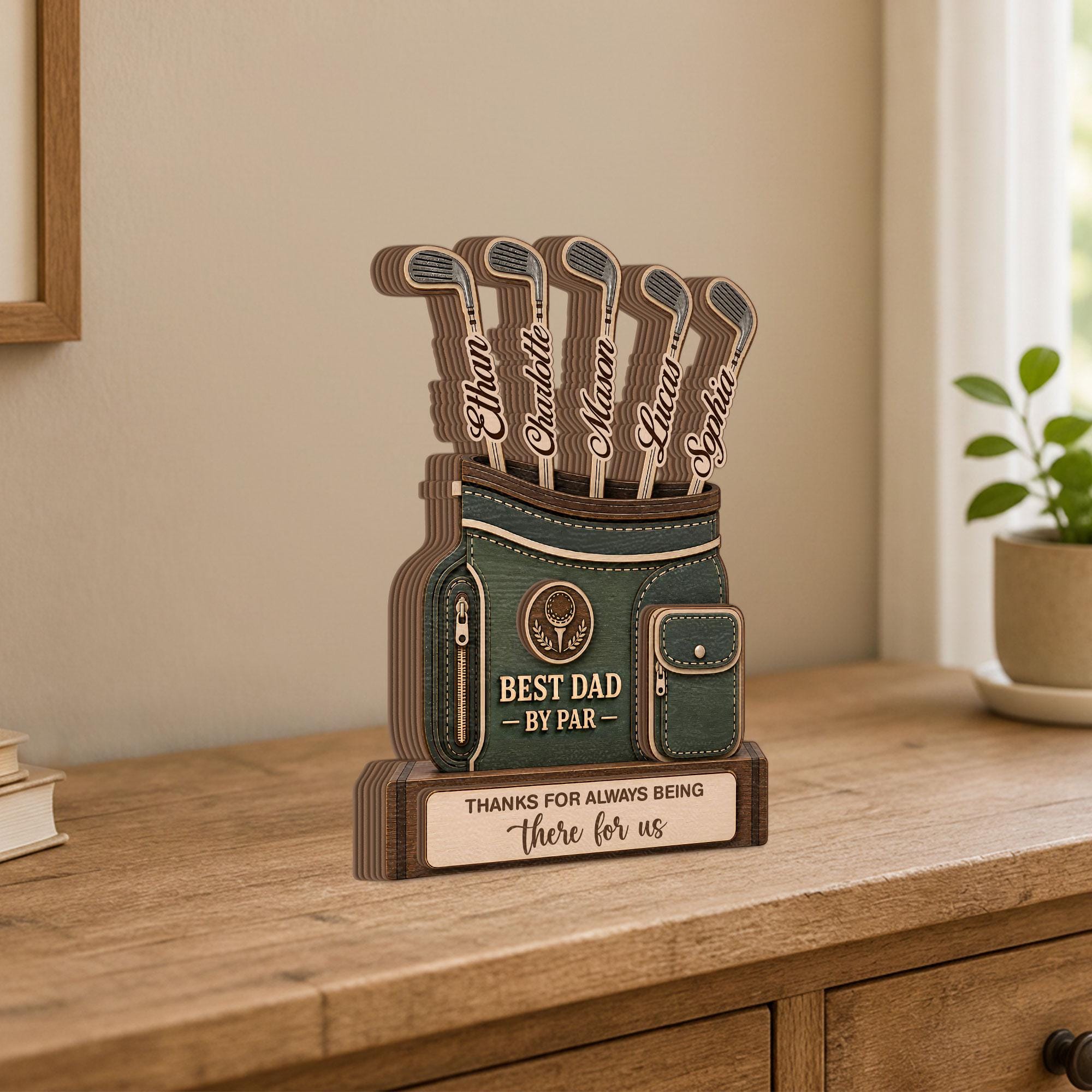 Personalized Golf Bag Name Sign for Dad, Custom Golf Gift for Father’s Day, Golf Desk Decor, Grandpa Golf Keepsake