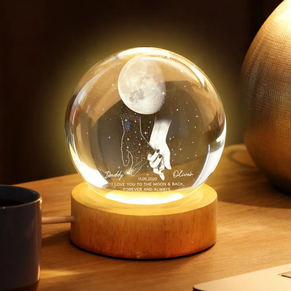 Lost Loved One Holding Hands Moon Phase Galaxy Art - Personalized Crys, Valentines Day Wedding Anniversary Gift For Couple