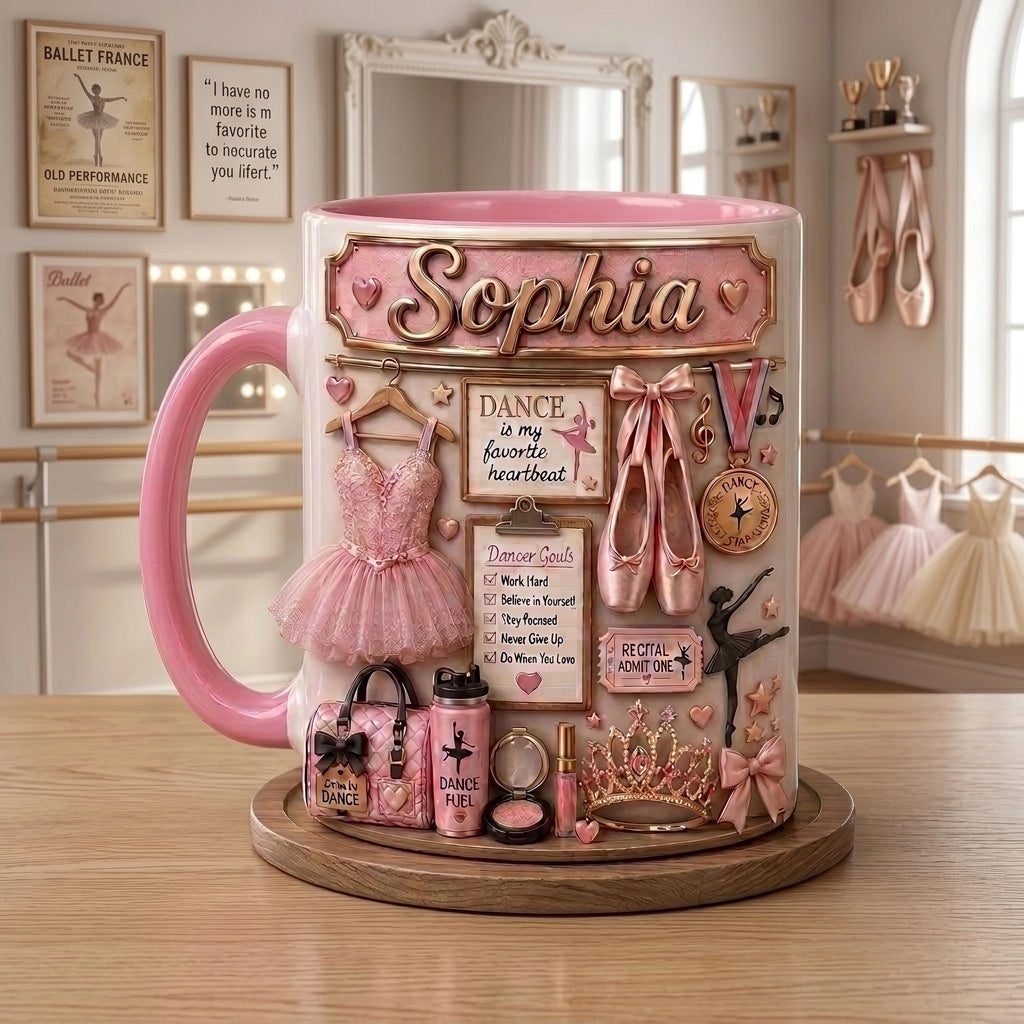 Personalized Ballet Mug, Custom Dancer Coffee Cup, Pink Ballerina Recital Gift, Dance Teacher Mug, Ballet Lover Gift