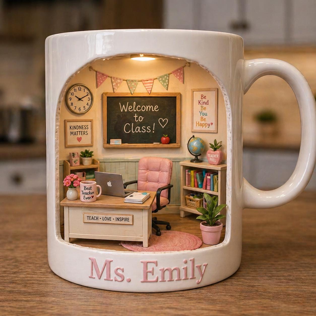 Personalized Teacher Mug, Custom Name Classroom Coffee Cup, Teacher Appreciation Gift, Cute School Desk Mug, Preschool Teacher Gift
