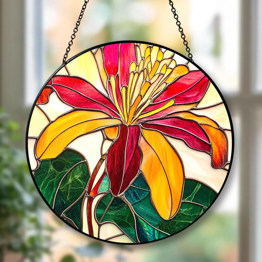 Glass Birth Flower, Birth Flower Stained Glass Suncatcher_ Memorial Gift for Mom