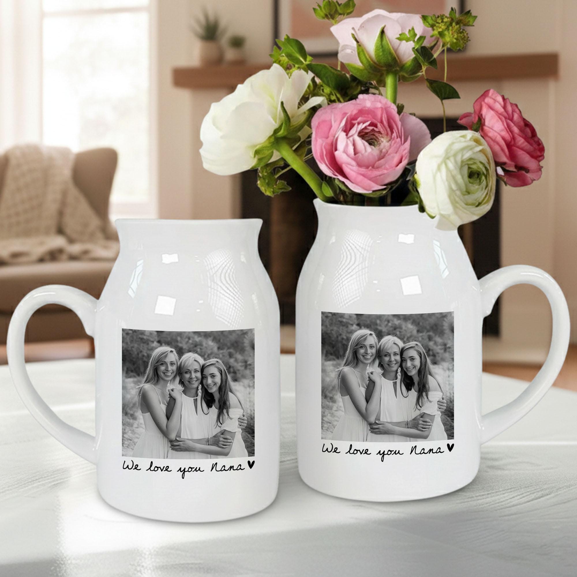 Custom Photo Gift for Mom, Mothers Day Gift for Mom Nana Grandma, Mom Floral Ceramic Vase,mom Birthday Gift,mom Gift,nana Gift,birthday Gift