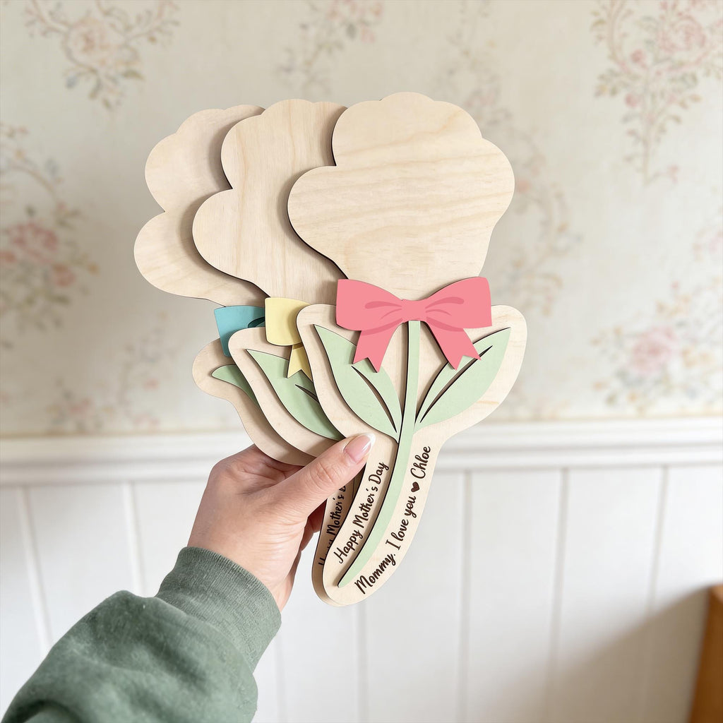 Personalized Mother’s Day Handprint Flower – Kids Handprint Gift for Mom, DIY Mother's Day Keepsake,mother's Day Sign, Mother's Day Gift