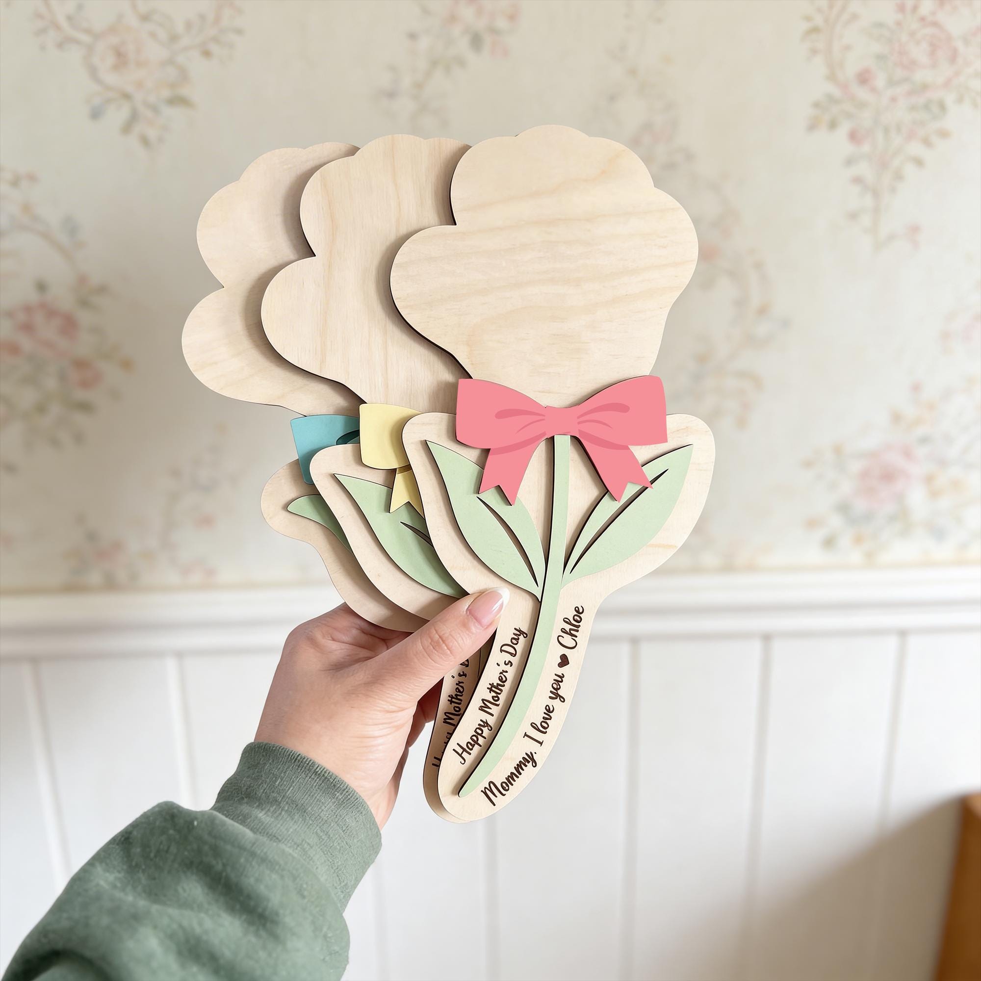 Personalized Mother’s Day Handprint Flower – Kids Handprint Gift for Mom, DIY Mother's Day Keepsake,mother's Day Sign, Mother's Day Gift