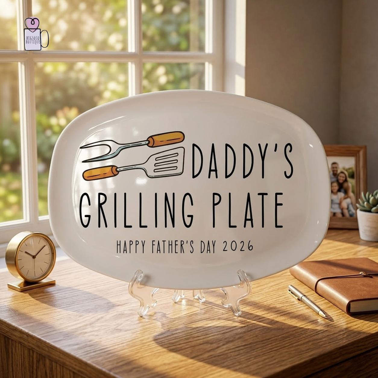 Personalized Daddy's Grilling Plate, Father's Day Gift, Grilling Plate for BBQ King, Gift for Dad From Kid, Father Gift, Happy Father Day
