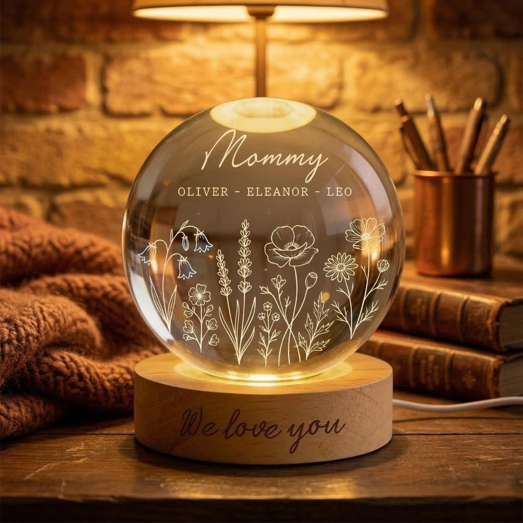 Personalized Photo Crystal Night Light, Photo Memorial Crystal Lamp, Custom Memorial Gift, Grandpa Grandma Crystal Ball, Memorial Crystal