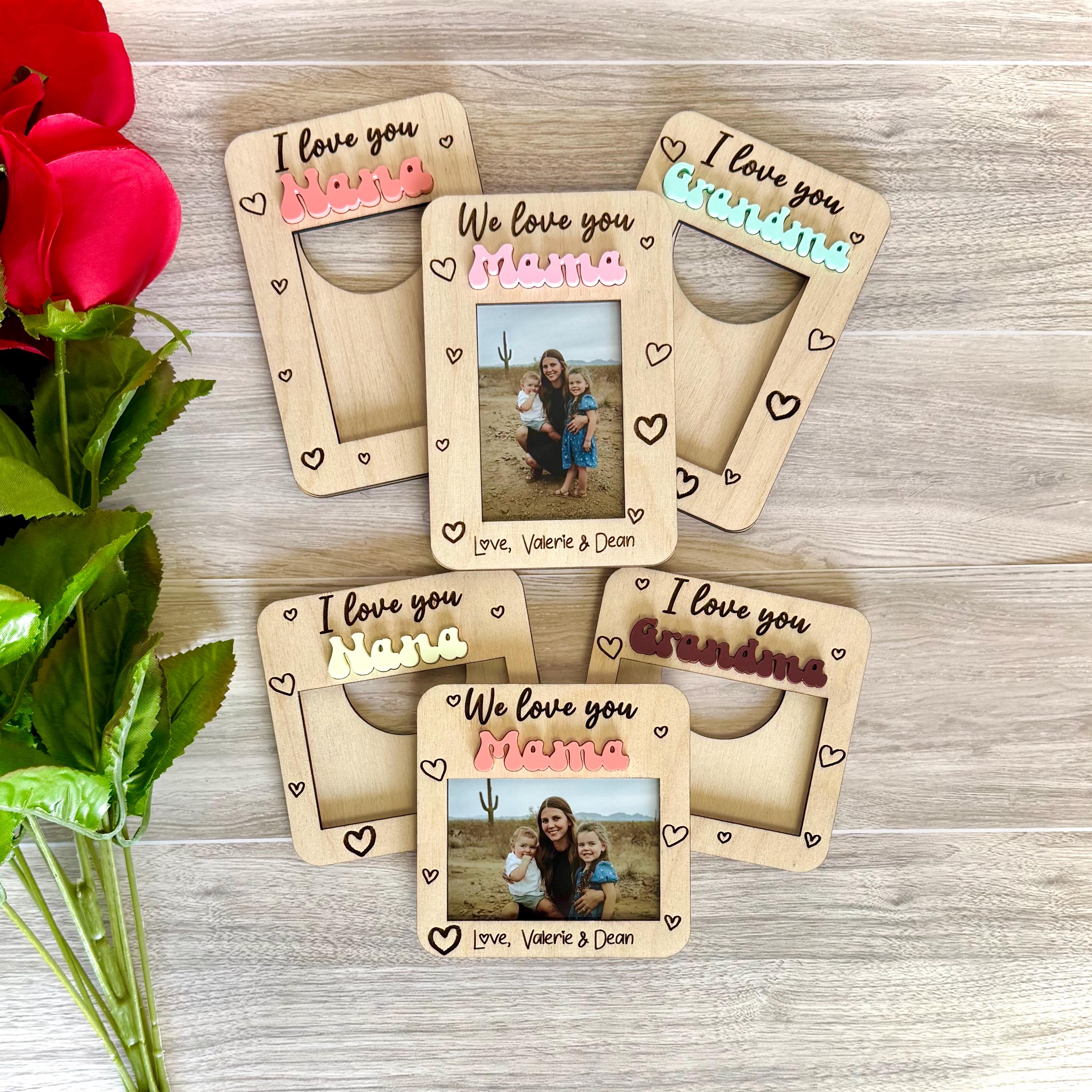 Personalized Magnetic Picture Frame _ Custom Photo Gift for Grandma, Nana, Grandpa _ Valentines Day, Mother’s Day, Birthday