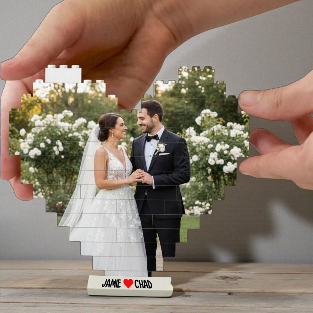 Personalized Valentine's Day Gift for Him or Her_ Custom Photo Building Block Heart