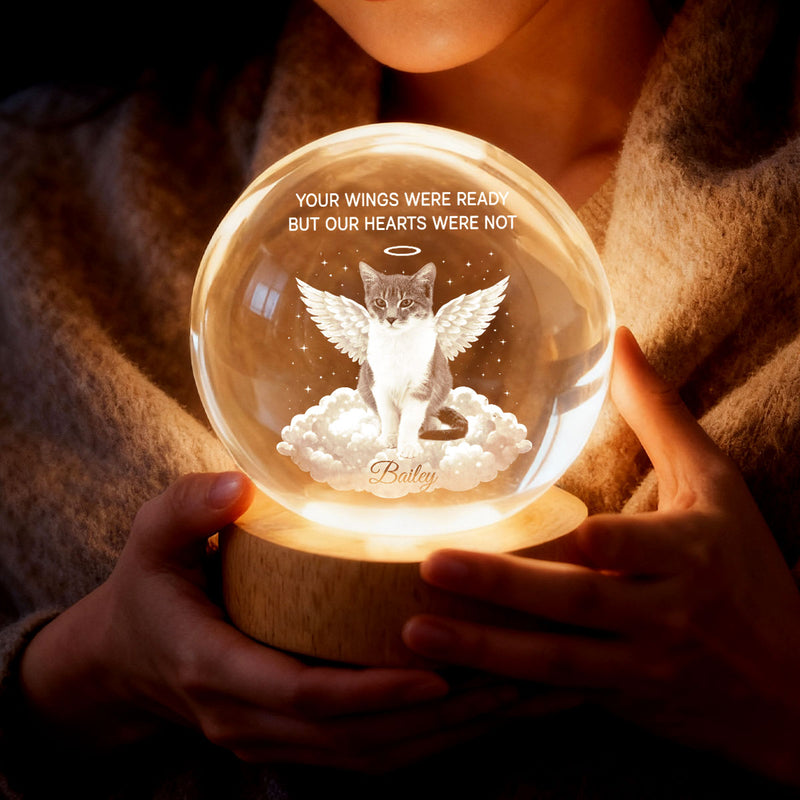 Your Light Will Always Shine in My Heart Pet Memorial, Personalized Crystal Ball LED Night Light, Valentine's Day Gift For Couple, Husband, Boyfriend, Wife
