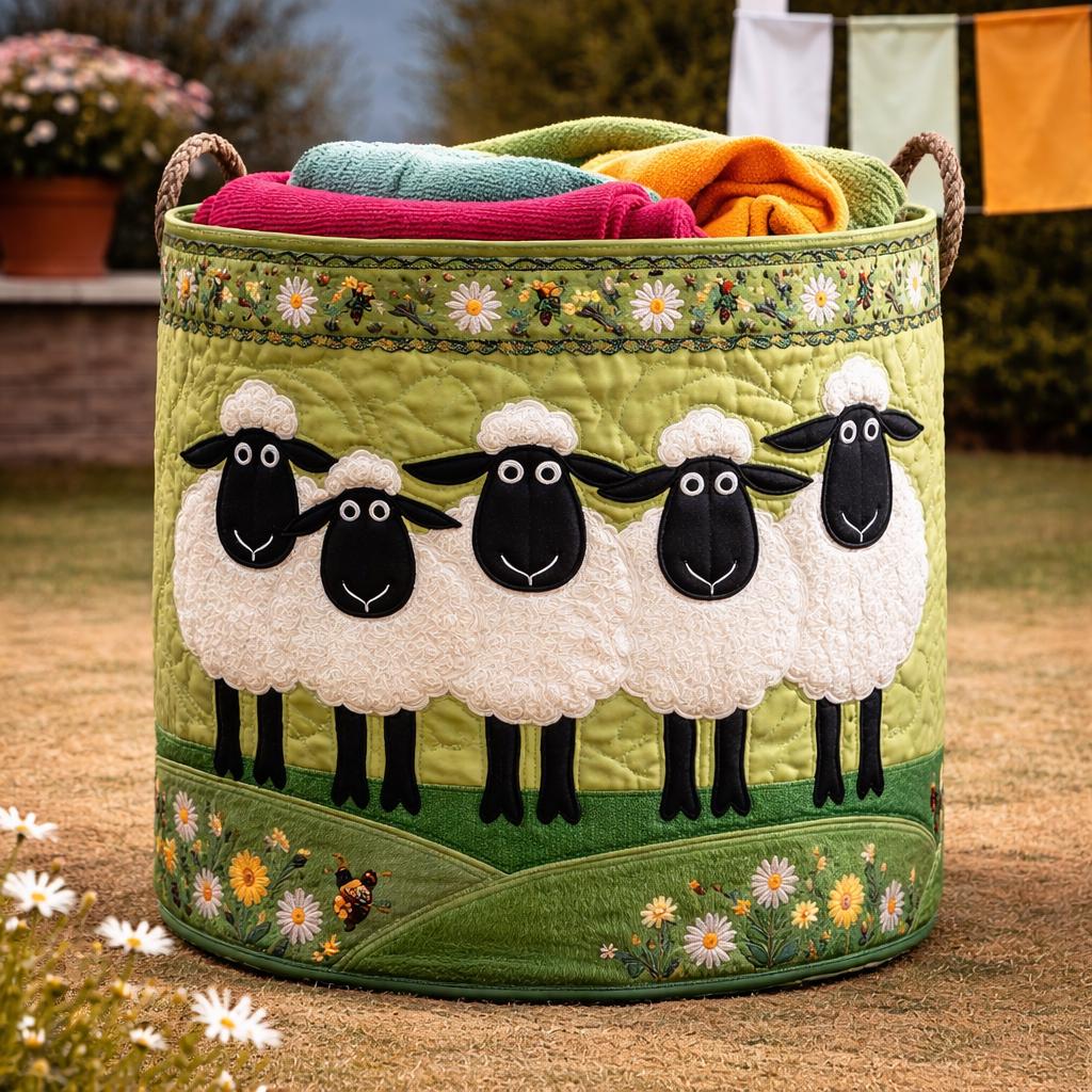 Sheep Laundry Basket, Farmhouse Cottagecore Storage Organizer, Kids Toy Bin