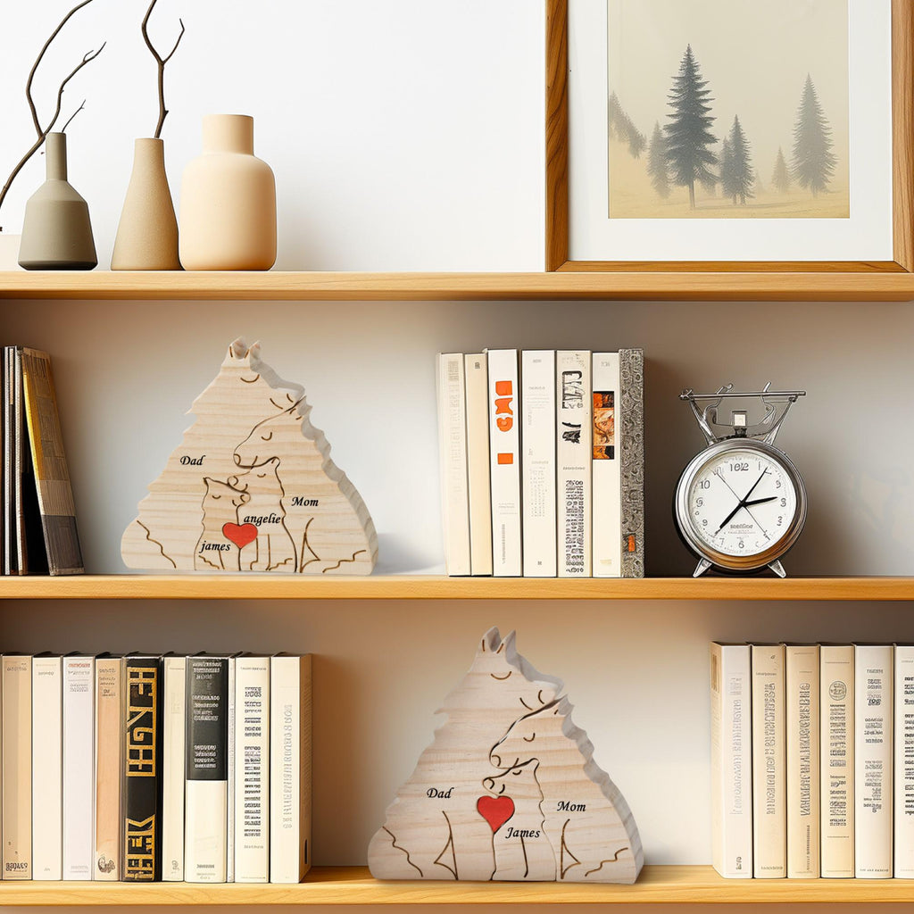 Wooden Wolf Family Puzzle, 2-5 Wolves Family Jigsaw Decor, Wedding Anniversary Gifts for Mom Dad Friend Couples Animal Family Decor