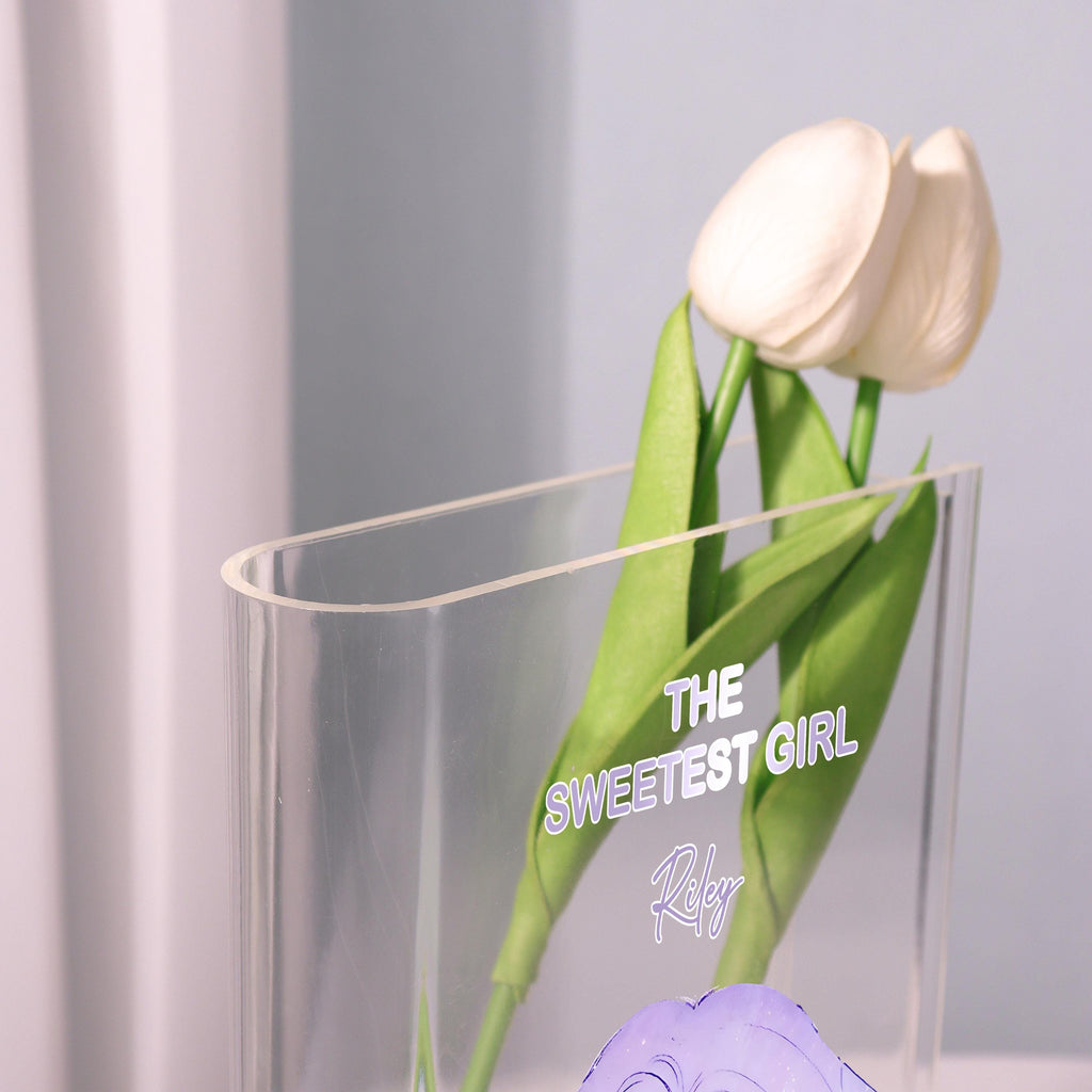 Anime Girl Acrylic Book Vase, the Sweetest Girl Bookish Vase, Cute Girl Face Book Shaped Vase, Aesthetic Decor, Custom Gift for Book Lovers