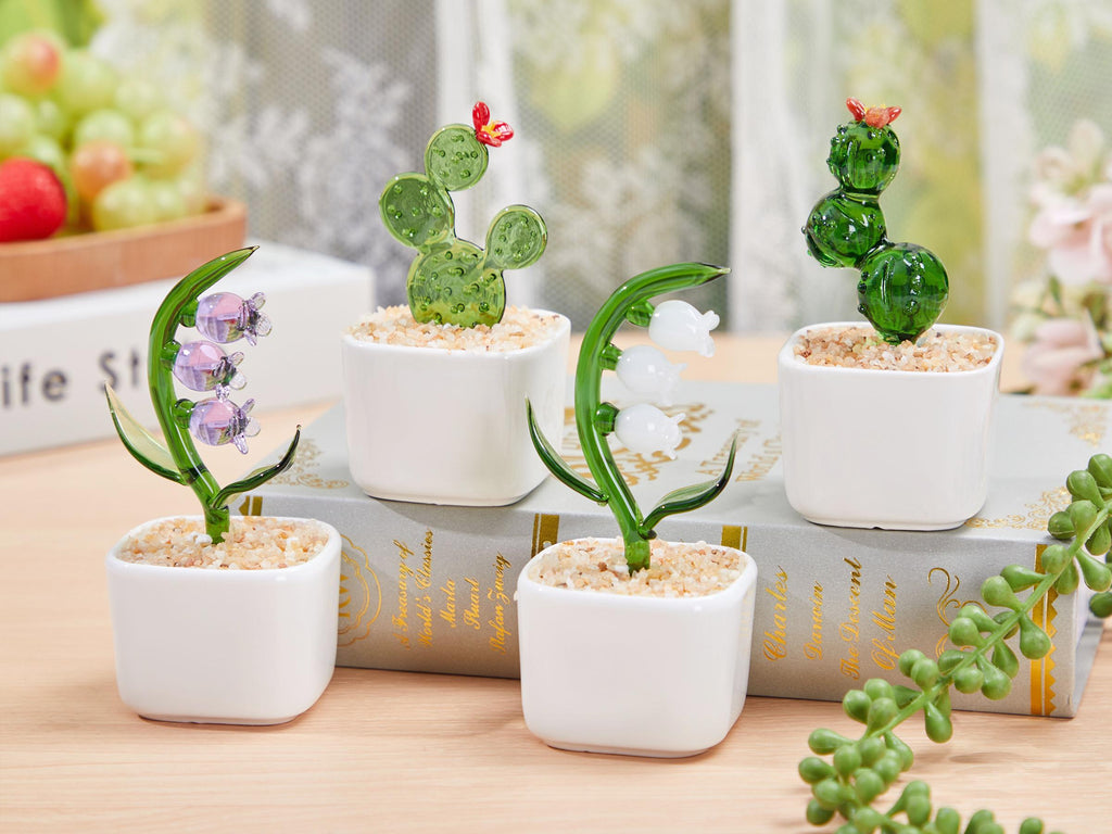 Glass Potted Plants,mini Glass Plants,glass Flower,stained Glass Plants,handmade Glass Succulents,artificial House Plant,car Glass Ornament