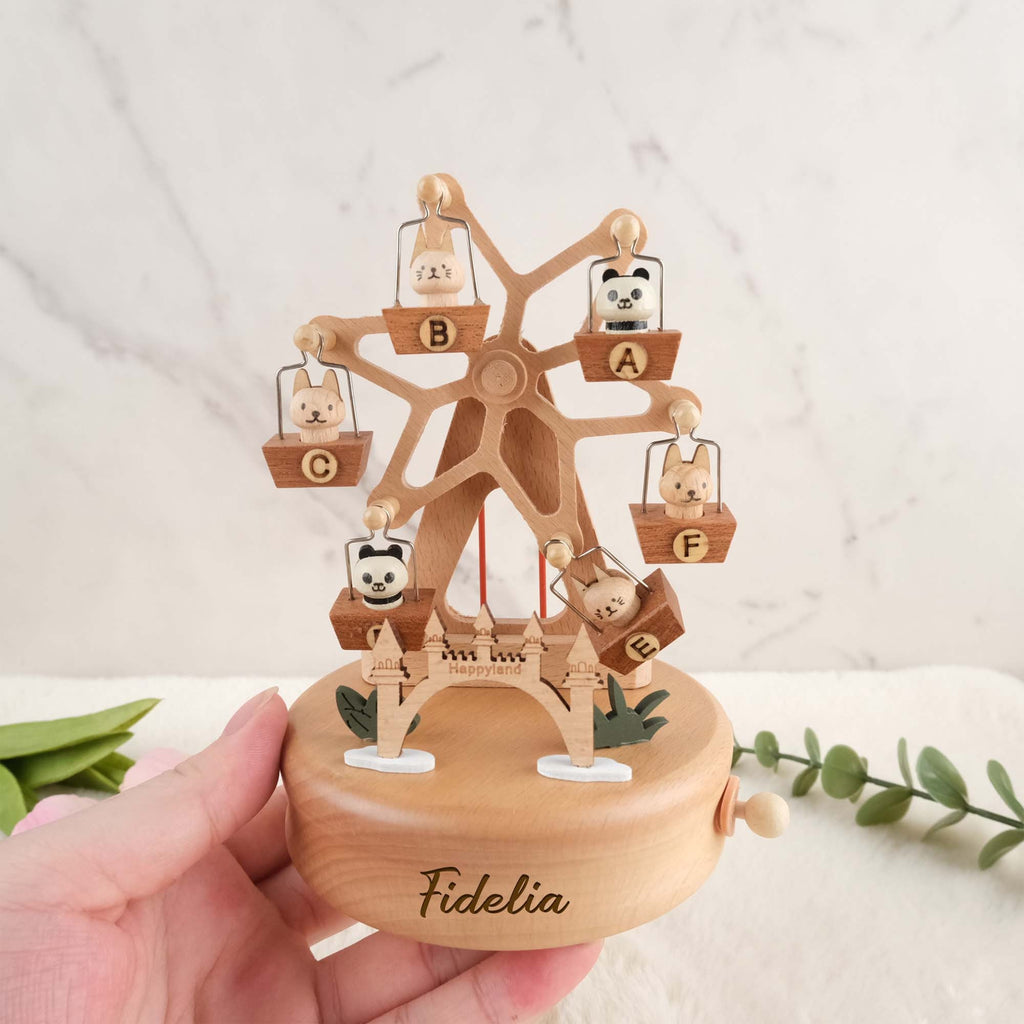 Personalized Engraved Wooden Music Box, Ferris Wheel Music Box, Customized Music Box, Holiday Gift, Unique Gift, Special Keepsake