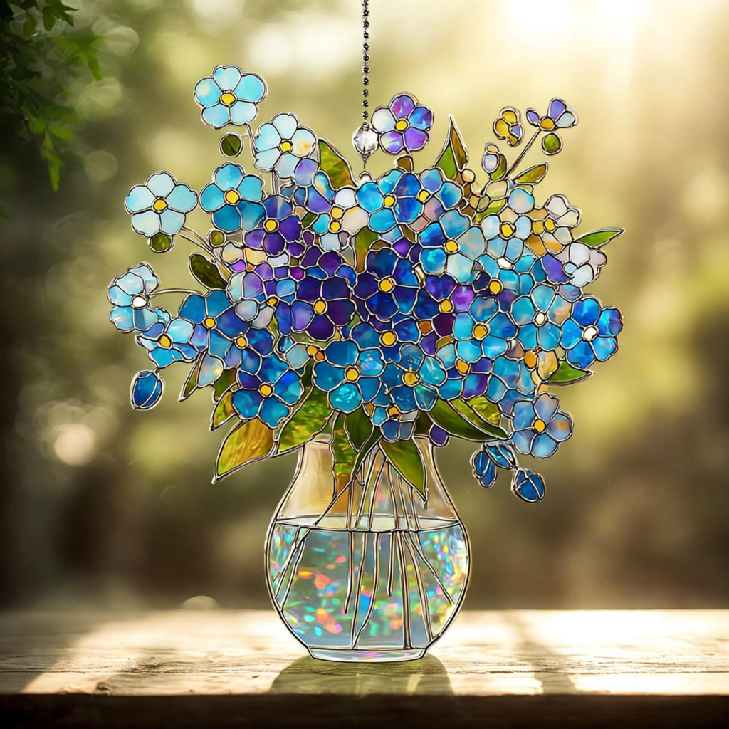 Forget-me-not Bouquet Hologram Window Hanging_ Acrylic Suncatcher