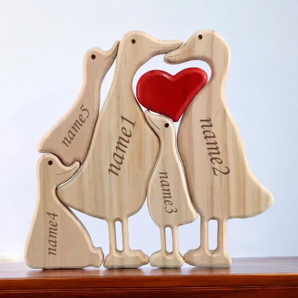 Personalised Wooden Duck Family Puzzle _ Custom Engraved Figurines _ Unique Family Gift, Mother’s Day Keepsake, Animal Lover Home DecorCustom Name Family Gift, Anniversary Housewarming Keepsake