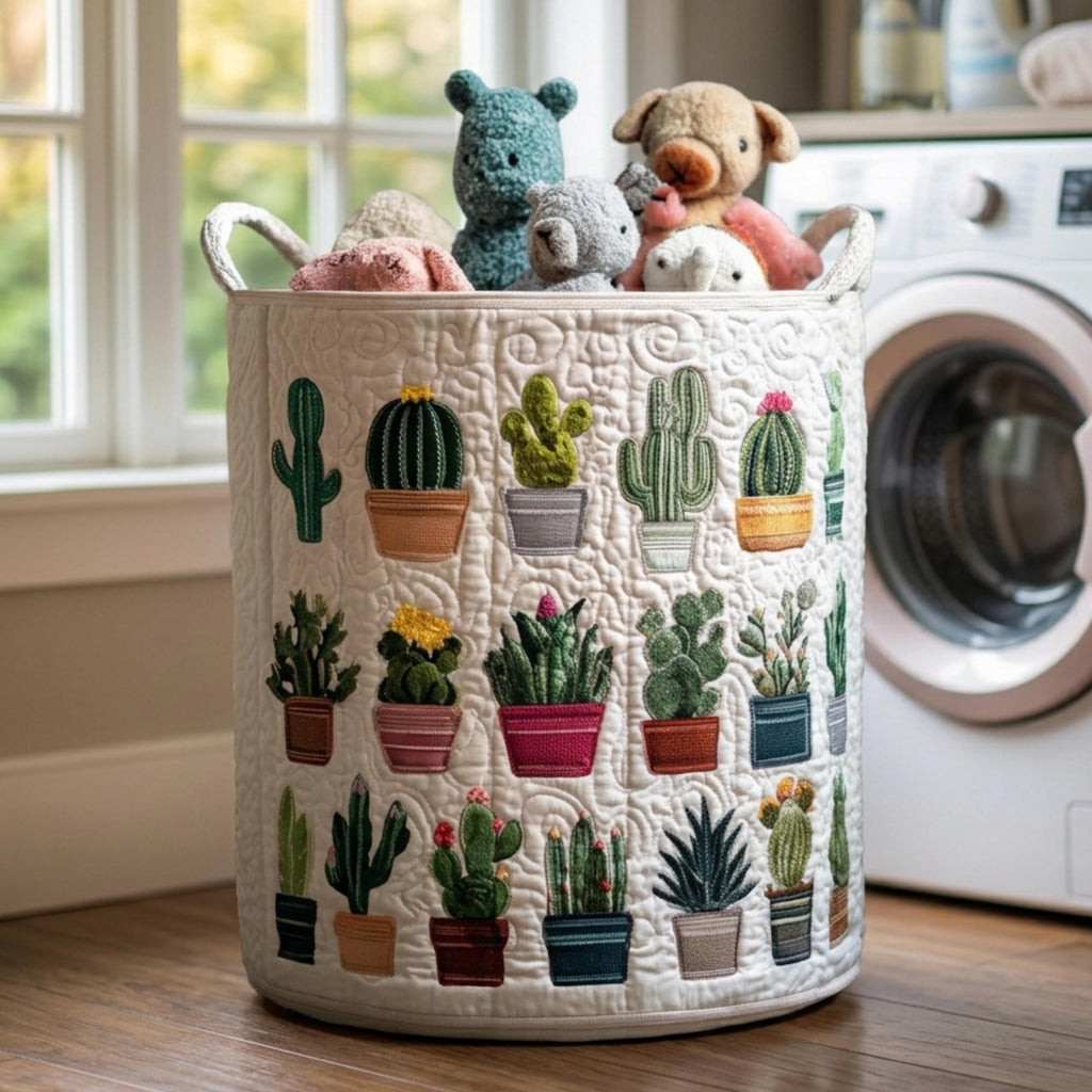 Serene Cactus Laundry Basket, Desert Plant Laundry Gifts, Housewarming Gift Ideas, Mother's Day Gifts, Boho Bedroom Decor, Bathroom Storage