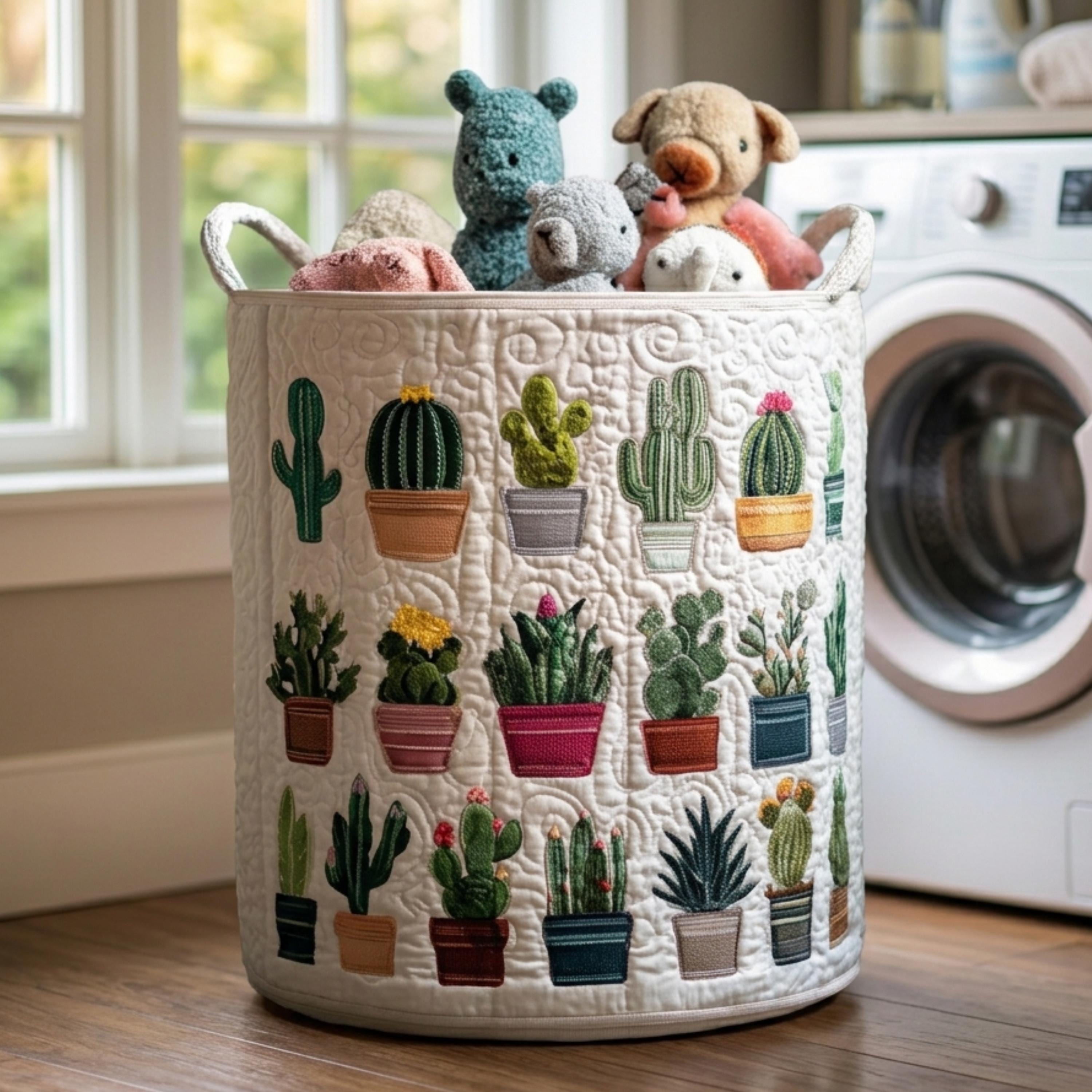 Serene Cactus Laundry Basket, Desert Plant Laundry Gifts, Housewarming Gift Ideas, Mother's Day Gifts, Boho Bedroom Decor, Bathroom Storage