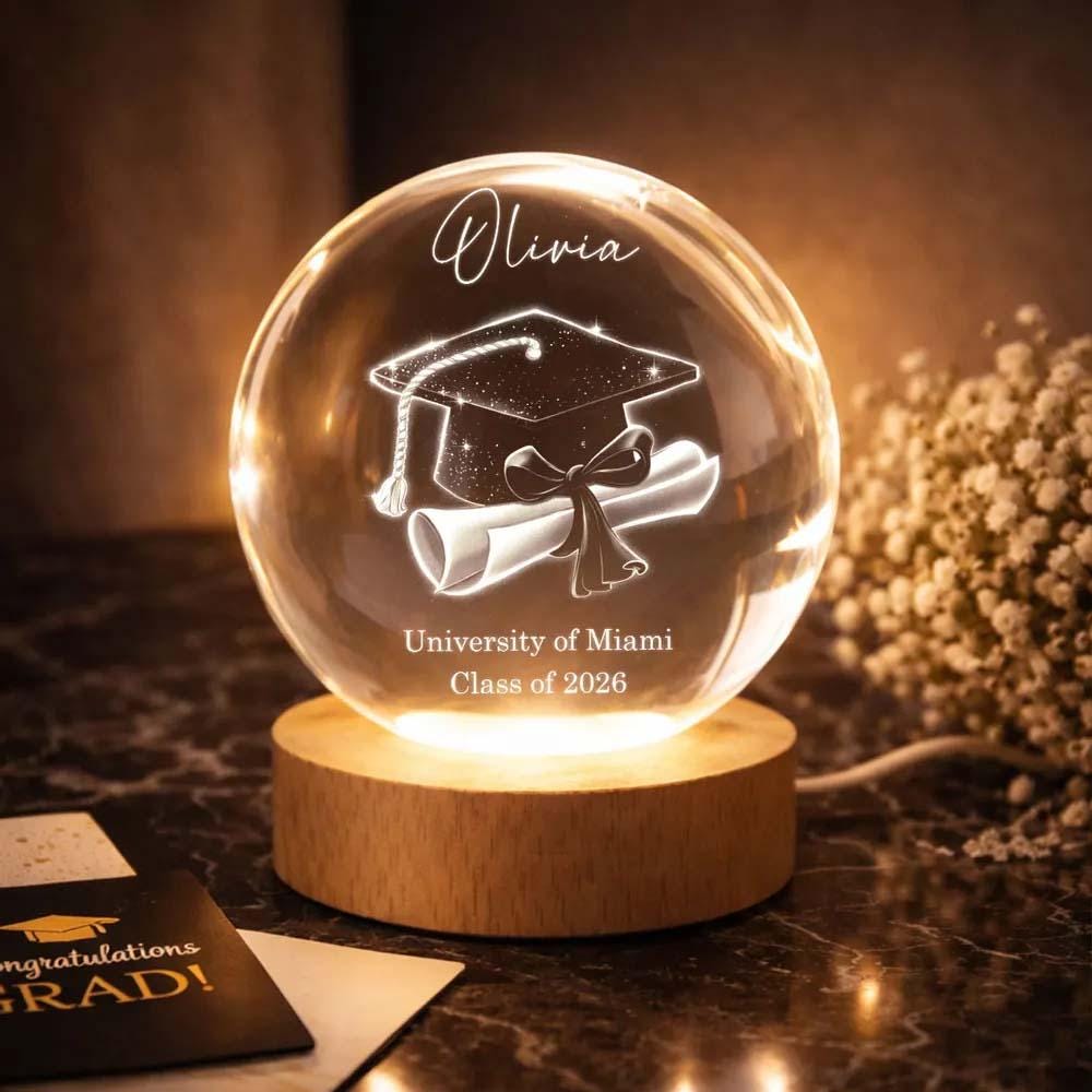 Class of Graduation Globe Lamp Night Light, Personalized Warm Glow Desk Display, Thoughtful Gift for Graduation