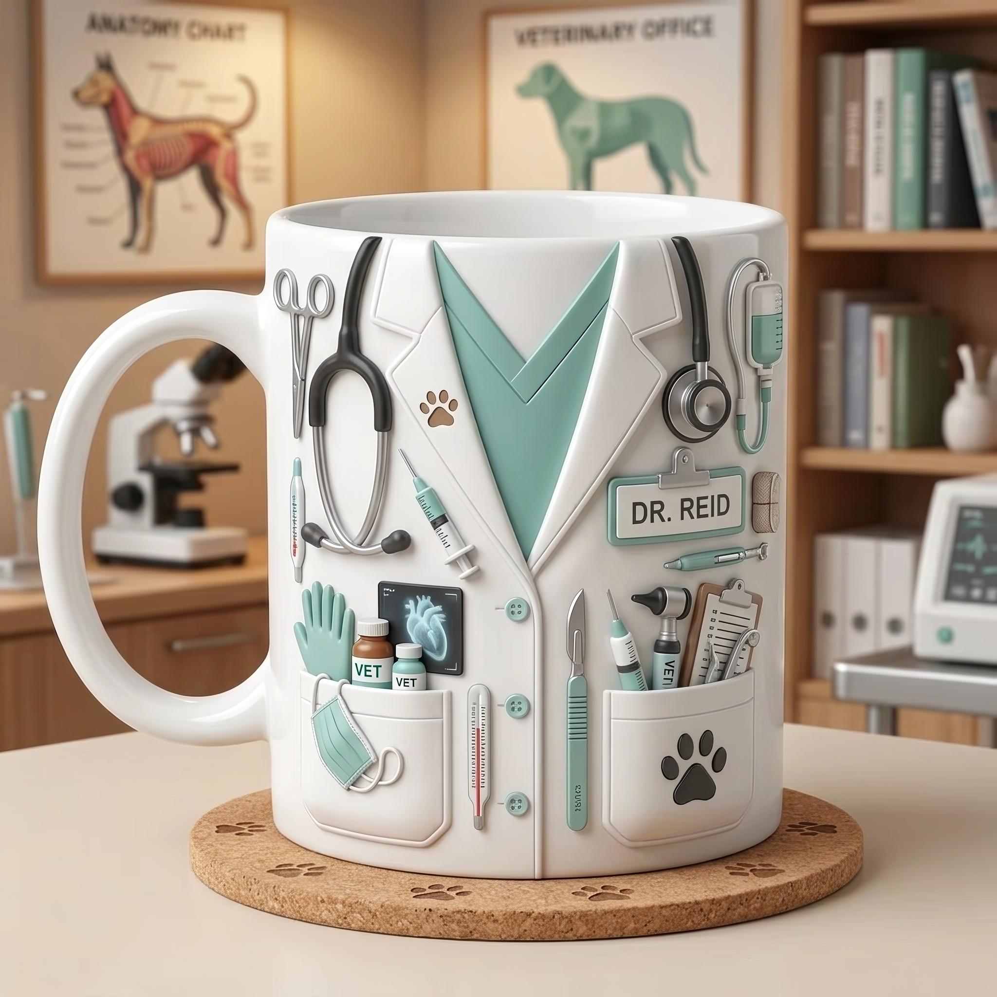 Personalized Vet Mug, Veterinarian Accent Mug, Custom Veterinary Coffee Cup, Vet Tech Gift, Animal Doctor Mug