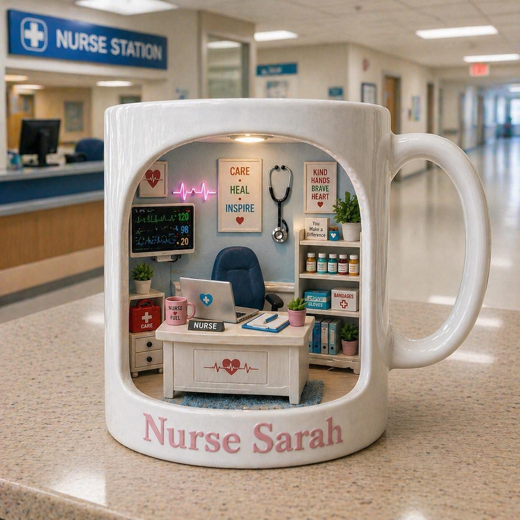 Personalized Nurse Mug, Custom Name Nursing Coffee Cup, Nurse Appreciation Gift, Medical Office Mug, RN Healthcare Worker Gift