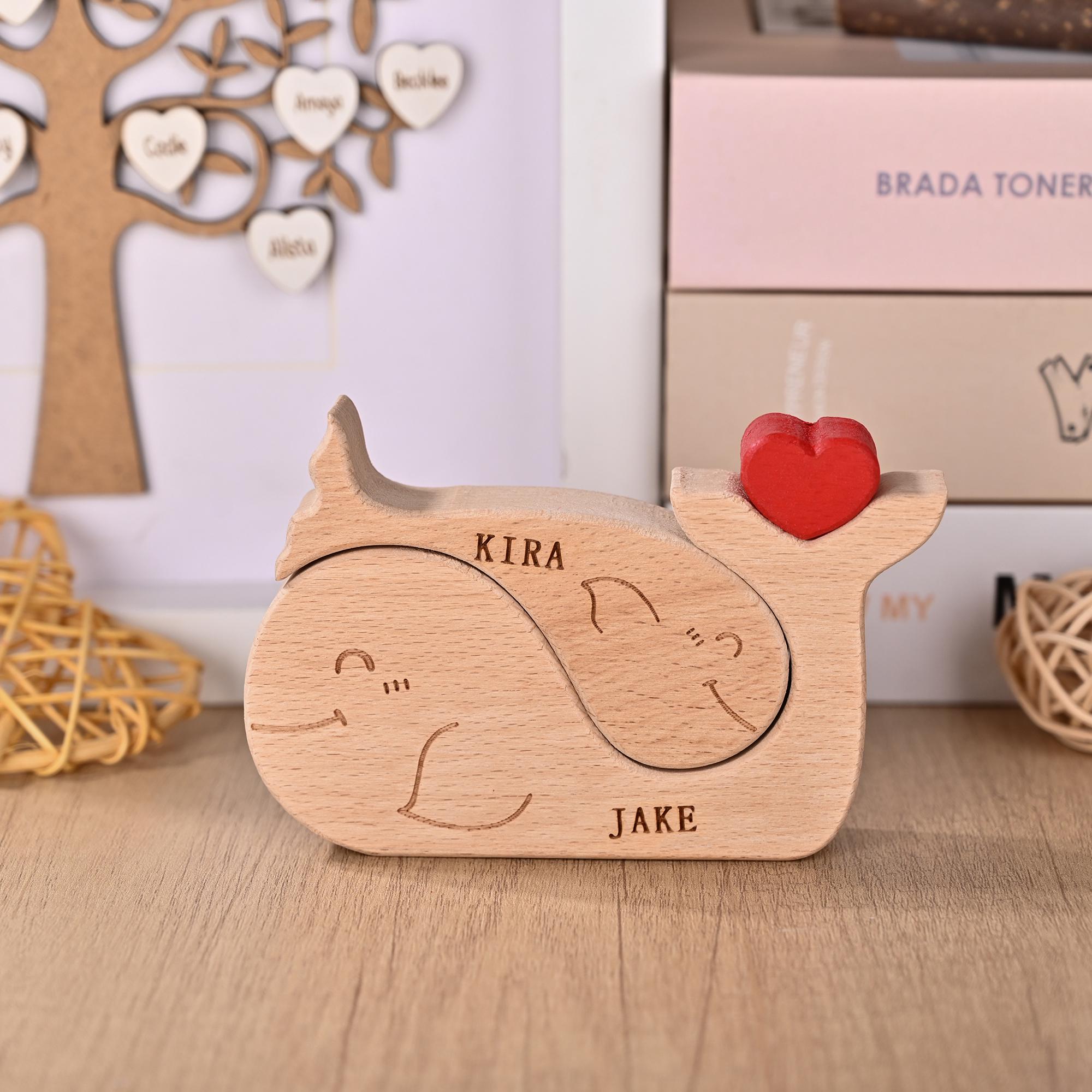 Wooden Whale Family Puzzle 2-5, We Are One Family Keepsake, Christmas Gift for Mum, Whale Puzzle Decor, Couple Anniversary Present