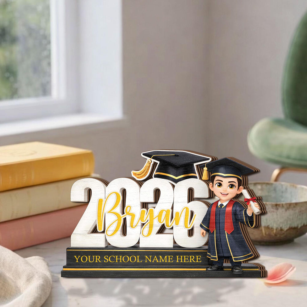 Personalized Graduation Wooden Block, Custom Name Sign, Class of 2026 Decor, Graduation Gift for Her Him,graduate Keepsake, Senior 2026 Gift