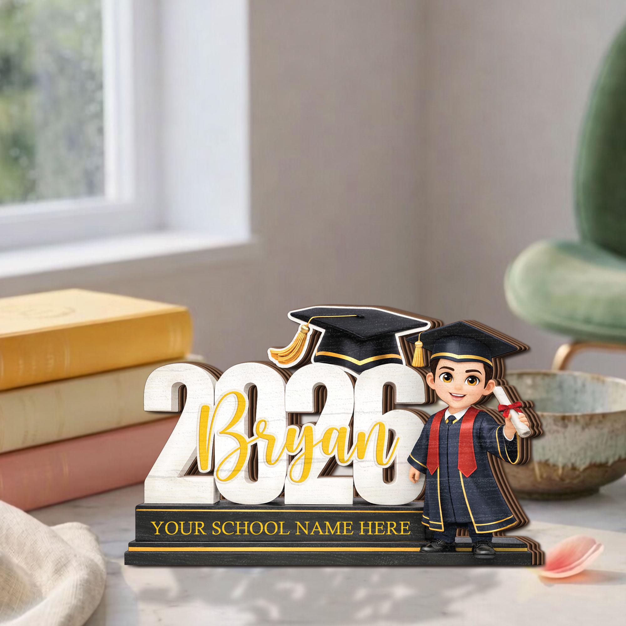 Personalized Graduation Wooden Block, Custom Name Sign, Class of 2026 Decor, Graduation Gift for Her Him,graduate Keepsake, Senior 2026 Gift