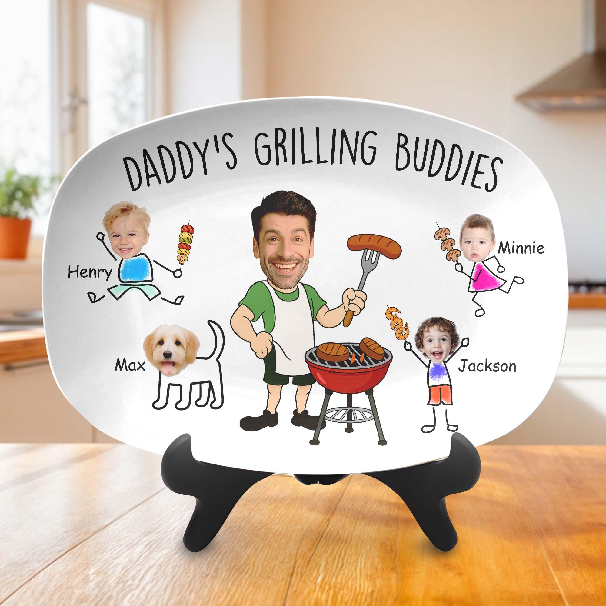 Custom Dad’s Grilling Plate, Father’s Day Gift From Kids, Personalized Grilling Plate, Grilling Plate Gift With Kids Names, BBQ Gift for Dad