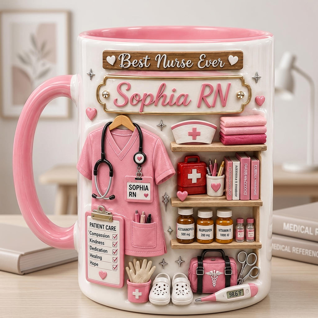 Personalized Nurse Mug, RN Coffee Cup, Nurse Appreciation Gift, Custom Healthcare Worker Mug, Registered Nurse Gift