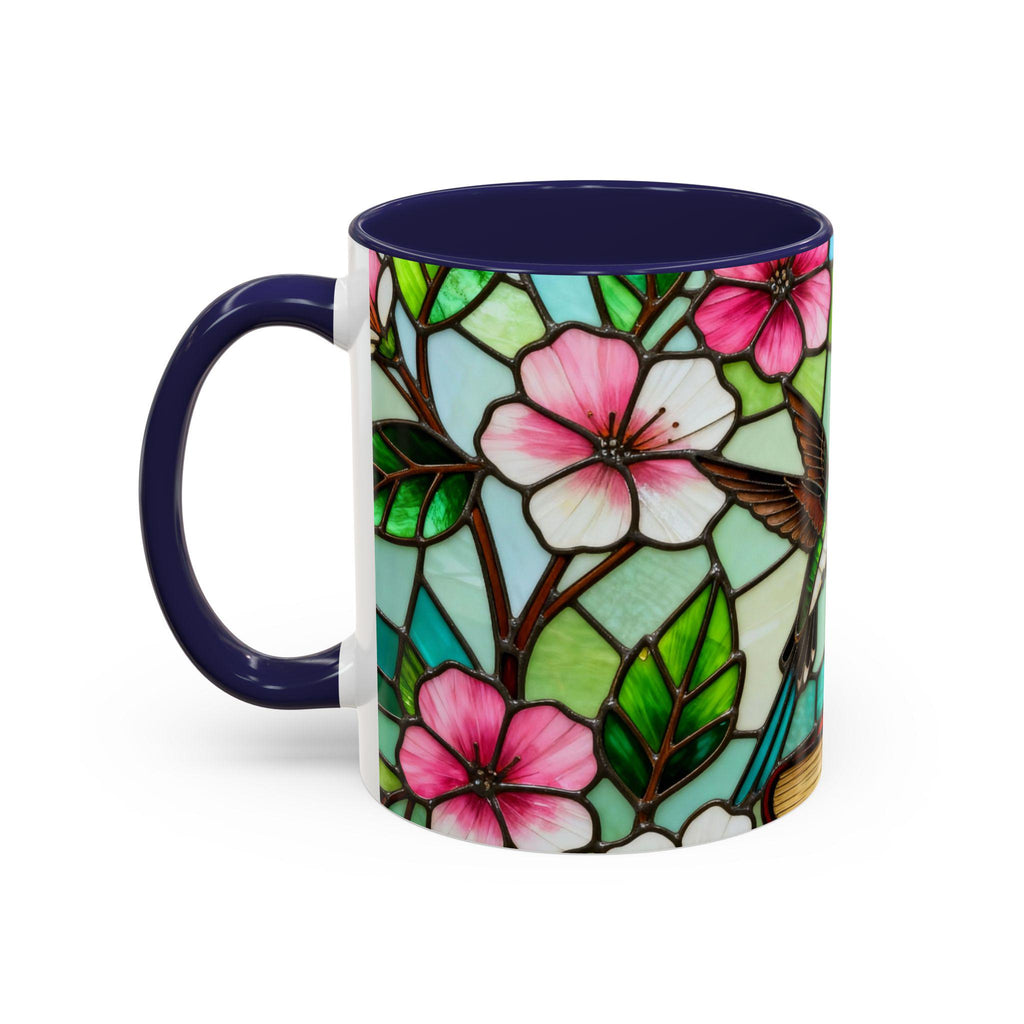 Floral Hummingbird Mug,stained Glass Books Mug Floral Cottagecorestained-glass Style Floral Bookshelf Mug Ceramic Coffee Cup Aesthetic Mug