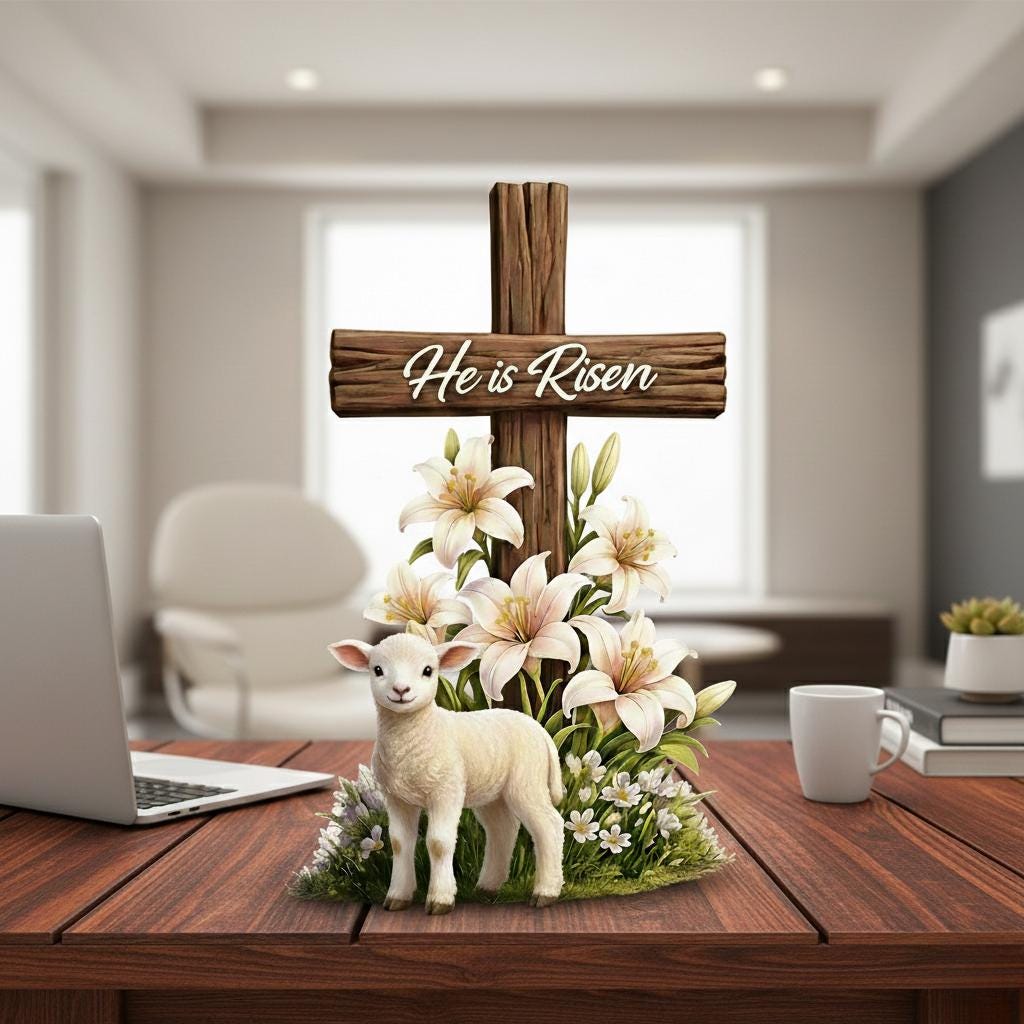 Easter Wooden Block, Empty Tomb Resurrection Scene, He is Risen Christian Decor, Meaningful Church Gift for Pastor Appreciation and Ministry