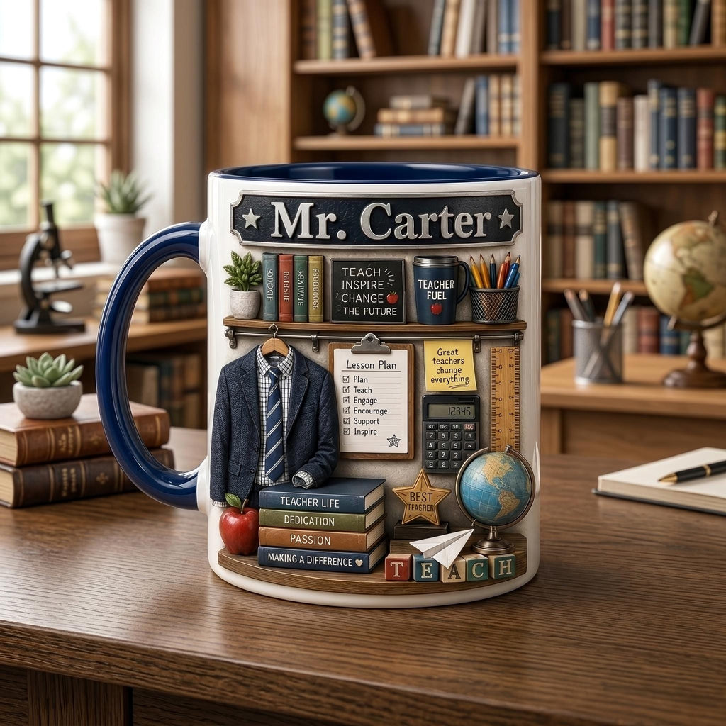 Personalized Teacher Mug, Teacher Coffee Cup, Custom Classroom Gift for Educators