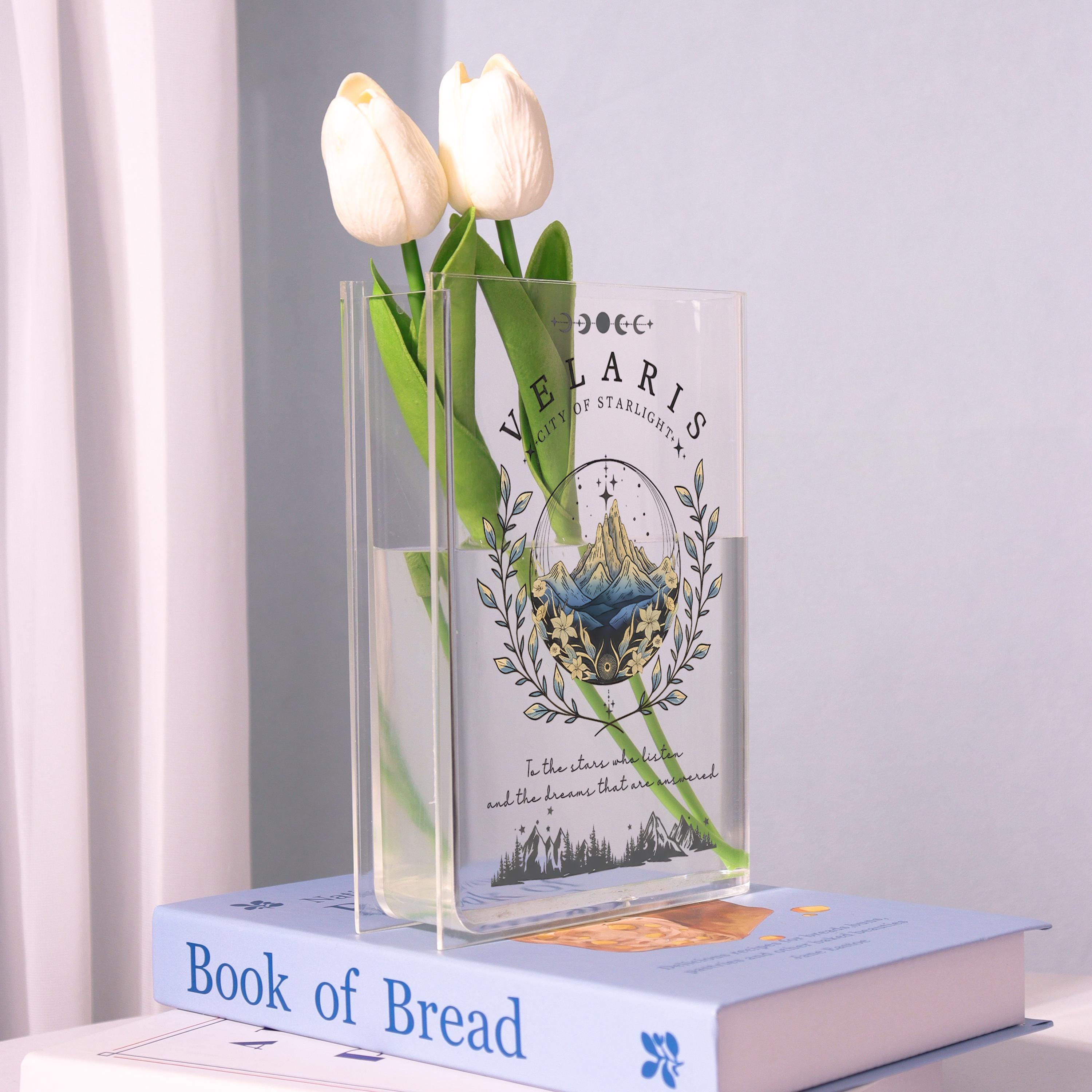 Velaris Acrylic Book Vase, City of Starlight Bookish Vase, Fantasy Mountain Book Shaped Vase, Ethereal Decor, Custom Gift for Book Lovers