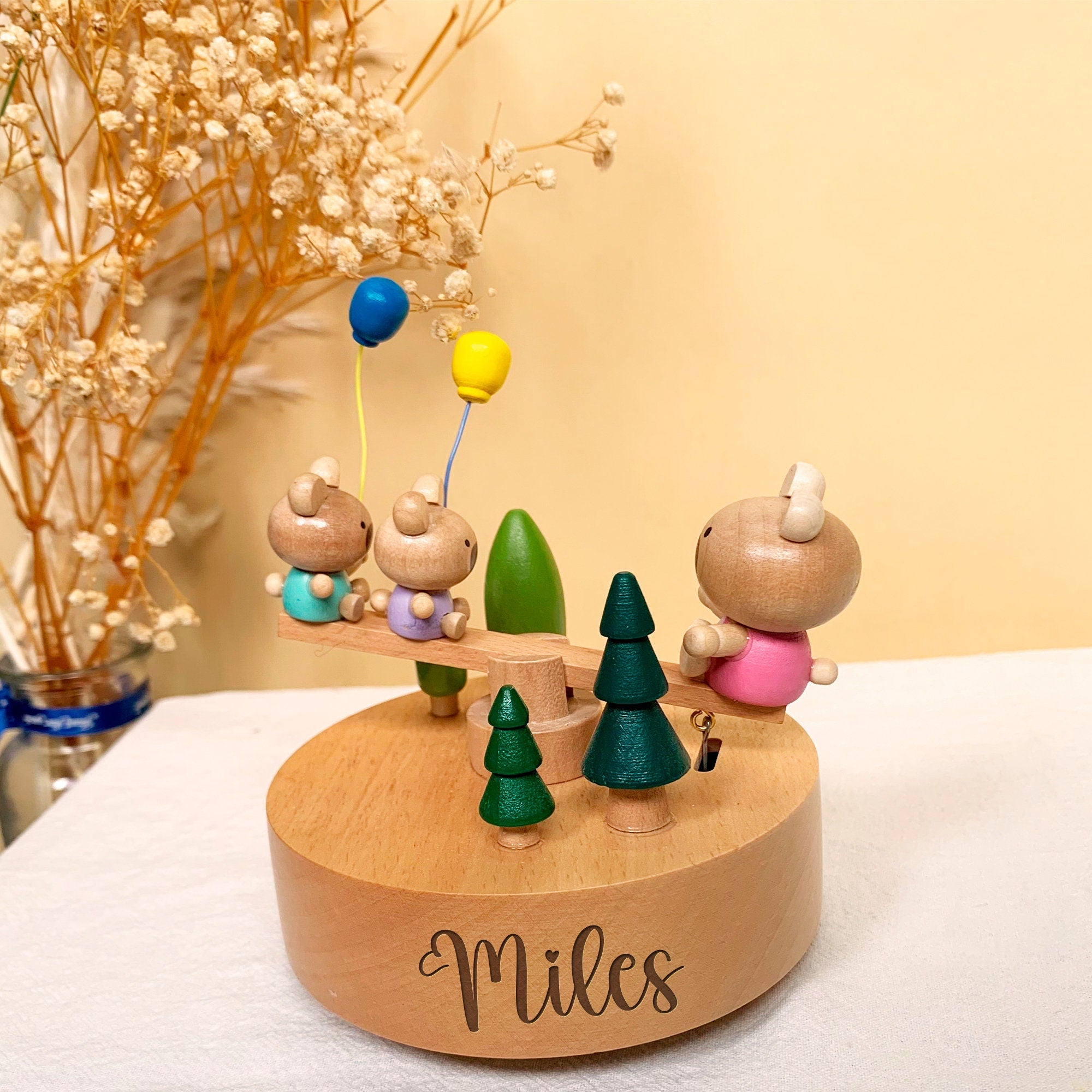 Custom Wooden Train Music Box, Wooden Baby Toys, Personalized Wooden Music Box, Baby Boy Birthday Gifts for Kids, Baby Wooden Music Box