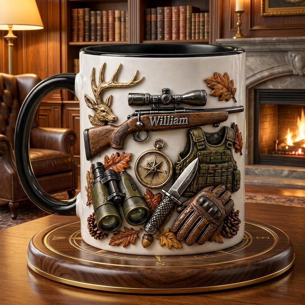 Hunting Mug, Gift for Hunter, Outdoor Coffee Mug, Deer Hunting Cup, Rustic Cabin Mug for Him, Hunter Dad Gift