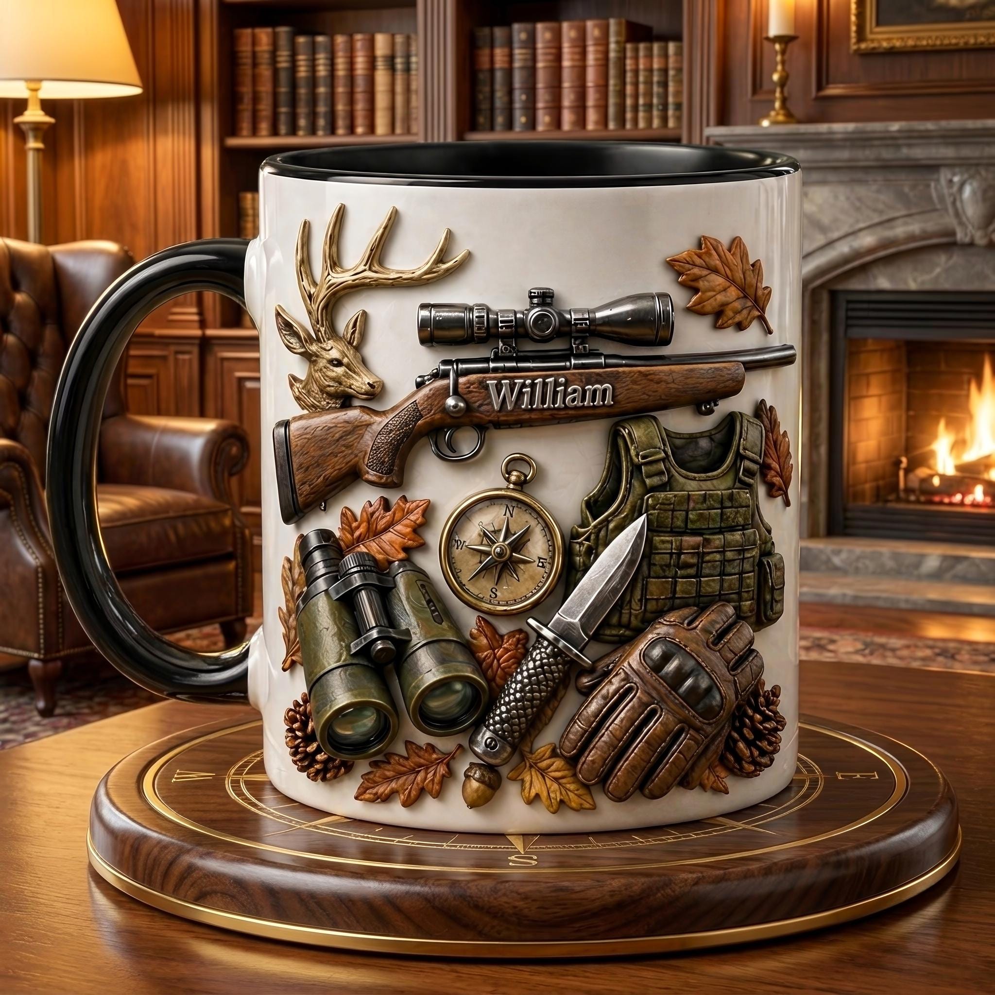 Hunting Mug, Gift for Hunter, Outdoor Coffee Mug, Deer Hunting Cup, Rustic Cabin Mug for Him, Hunter Dad Gift