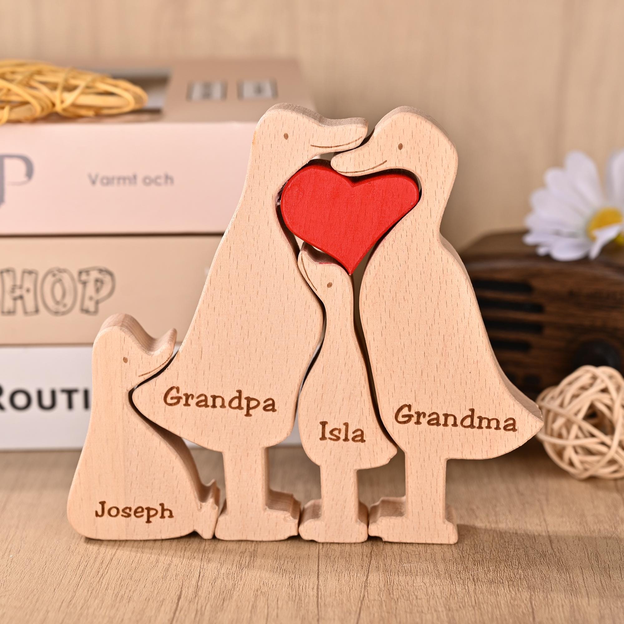Cute Duck Family Puzzle, Wooden Family Decor, Duck Lover Gifts, Gift for Couples, Christmas Gift for Mom, 14th Anniversary Gift for Wife