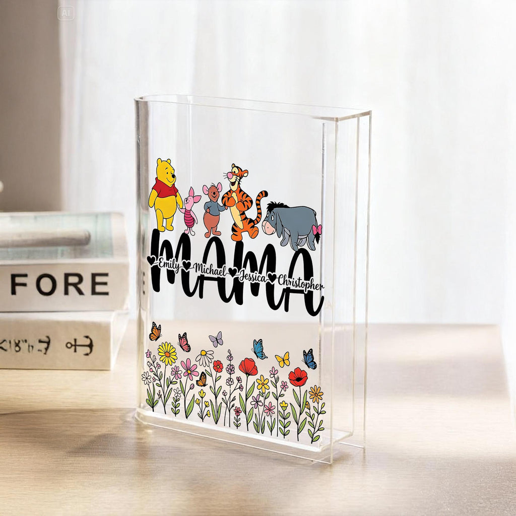Winnie the Pooh Book Vase, Hundred Acre Wood Nursery Decor, Baby Shower Gift Idea, Clear Acrylic Book Shaped Vase, Storybook Flower Holder